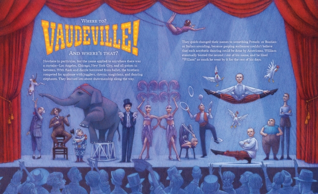 Before The Nutcracker, before Filling Station, the Christensen brothers took their act to vaudeville. Illustration by Cathy Gendron.